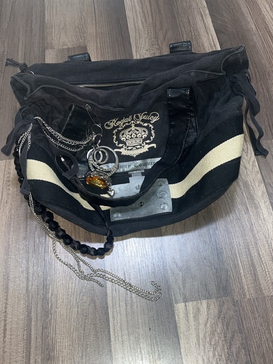 Juicy Couture Handbags - Juicy couture black gold grey Y2K vintage purse handbag zipper flaw.